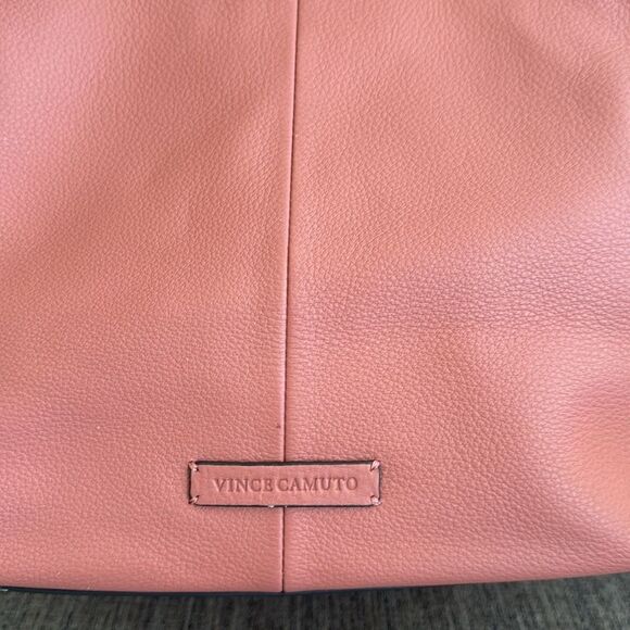 Vince Camuto Plum Soft Pebbled Leather Satchel Handbag Color Sushi/Coral Top Zip - Picture 16 of 16
